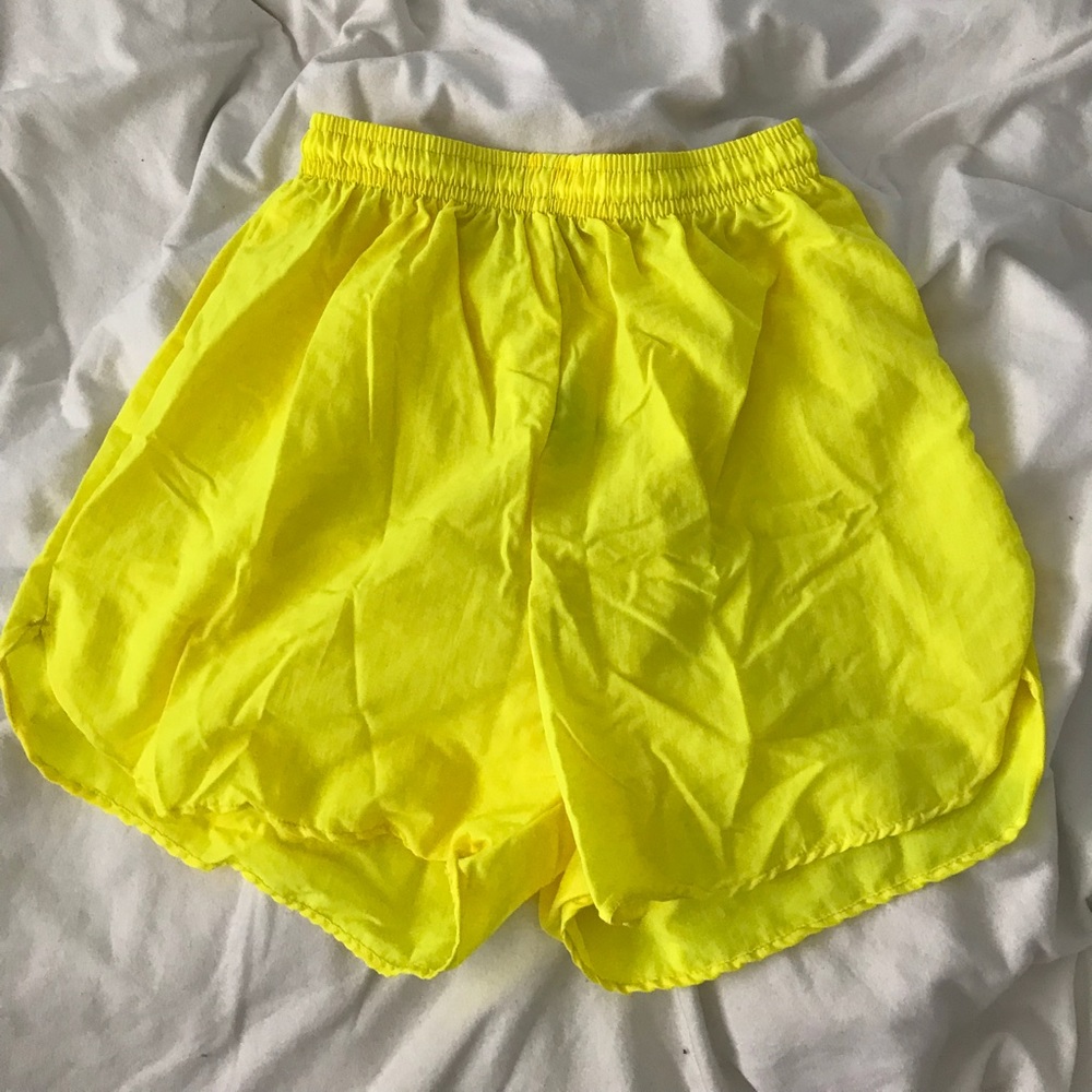 Yellow nylon shorts